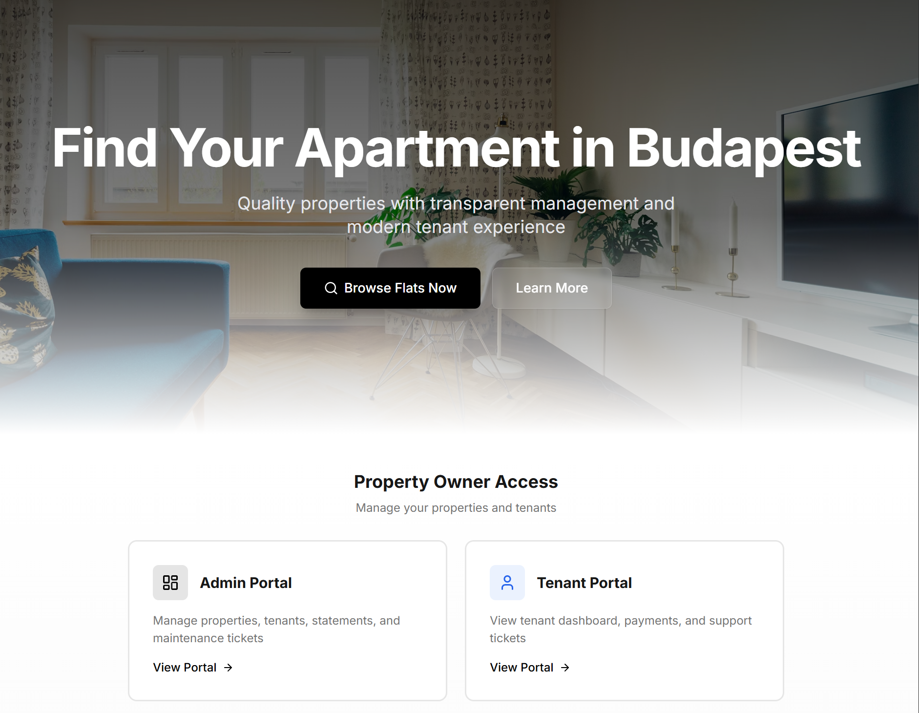 Property Management System — tenant portal dashboard